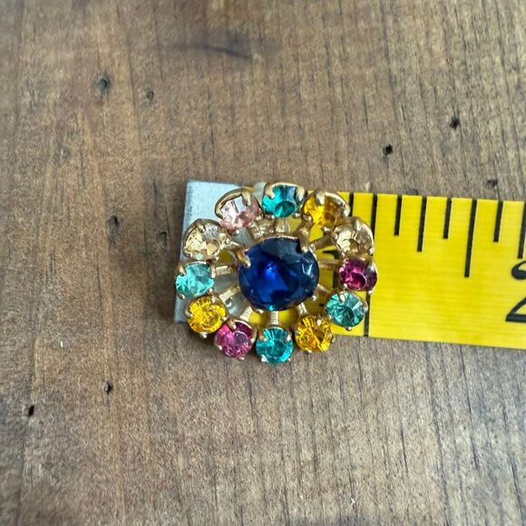 J Crew Multicolor Rhinestone Round Starburst Earrings - Picture 5 of 5